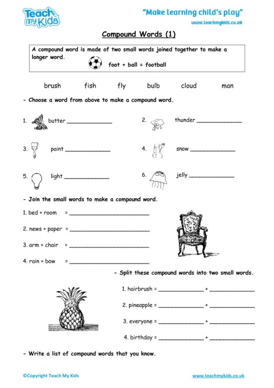 Worksheets for kids - compound-words-1